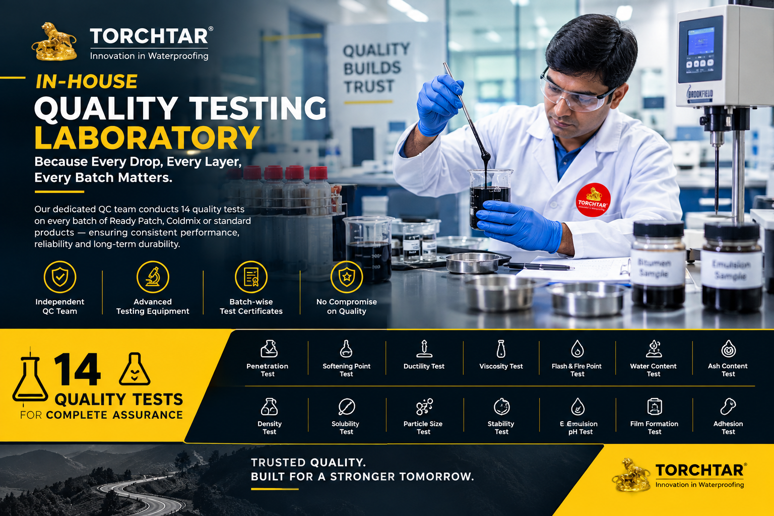 Torchtar in-house quality testing laboratory