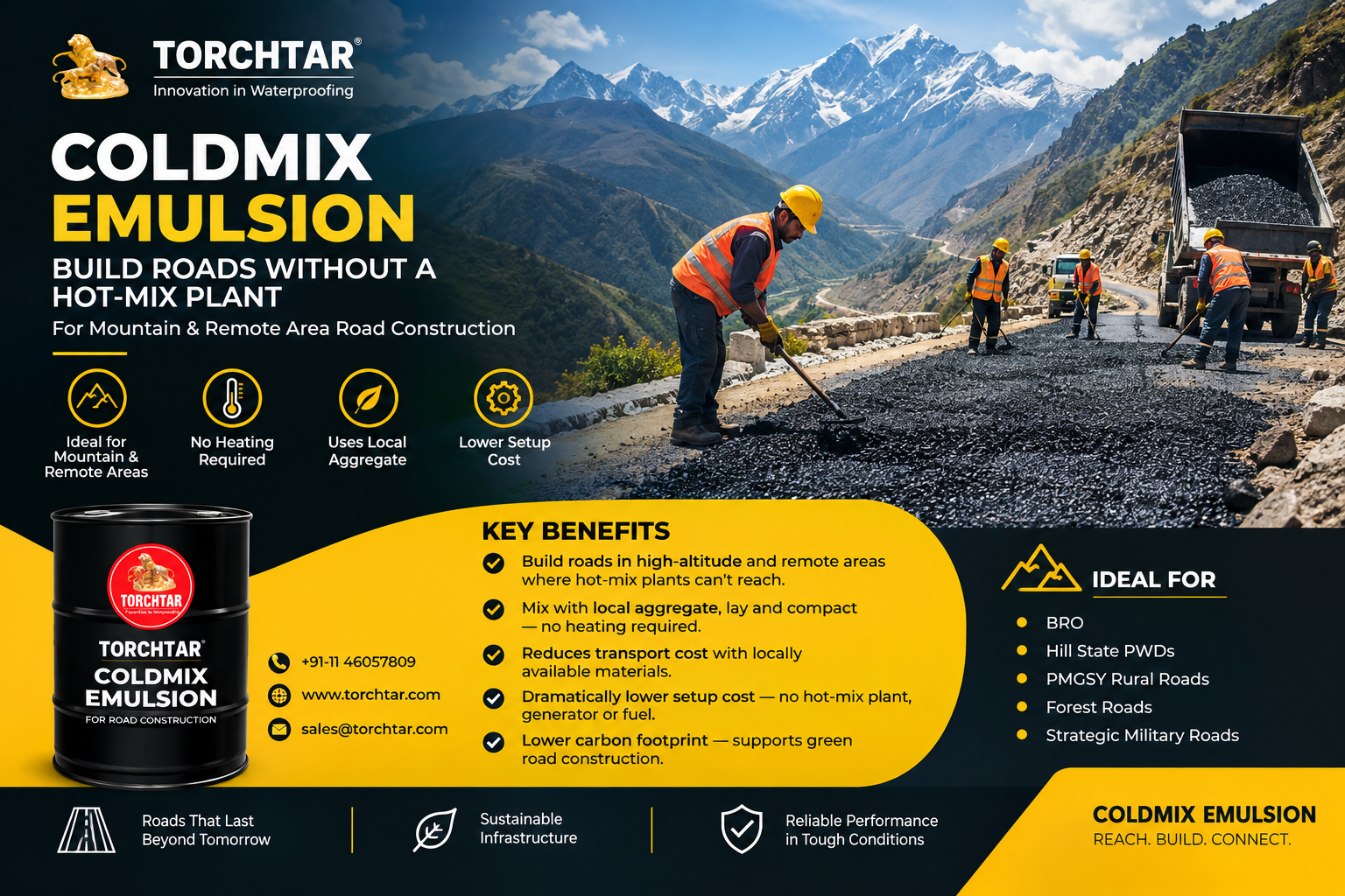 Torchtar Coldmix Emulsion mountain road construction