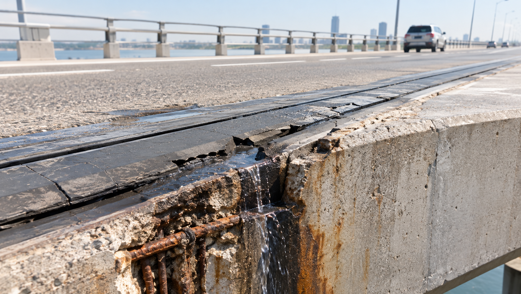 What happens when a joint sealant fails on a bridge